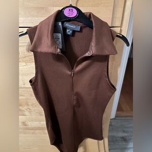 Primark Chocolate Brown Ribbed Bodysuit